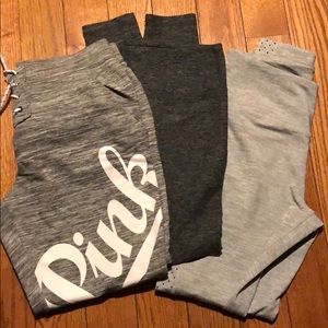 Pink sweatpants and leggings